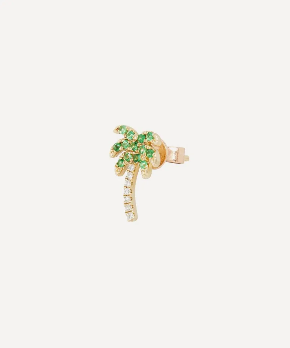 Roxanne First Earrings|Earrings^14ct Gold Rocky's Palm Tree Green Garnet and Diamond Single Stud Earring
