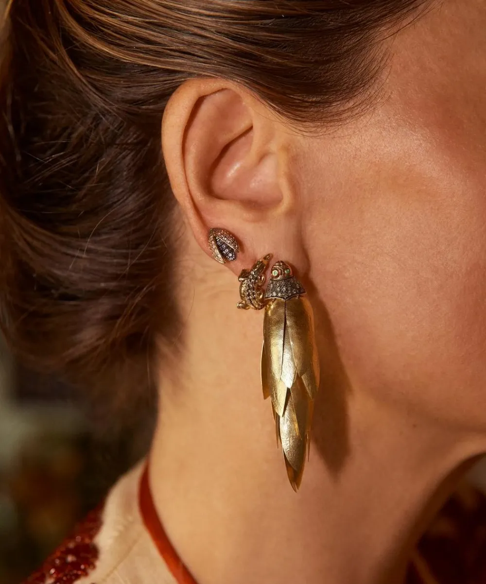 Bibi van der Velden Earrings|Earrings^18ct Gold Scarab Bunch Drop Earring