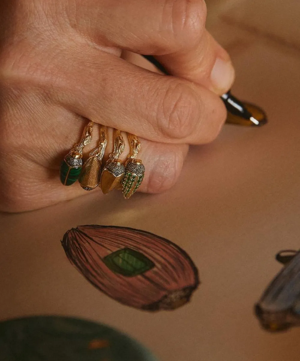 Bibi van der Velden Rings|Rings^18ct Gold Scarab Malachite Ring