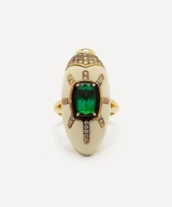 Bibi van der Velden Rings|Rings^18ct Gold Scarab Mammoth and Green Tourmaline Ring