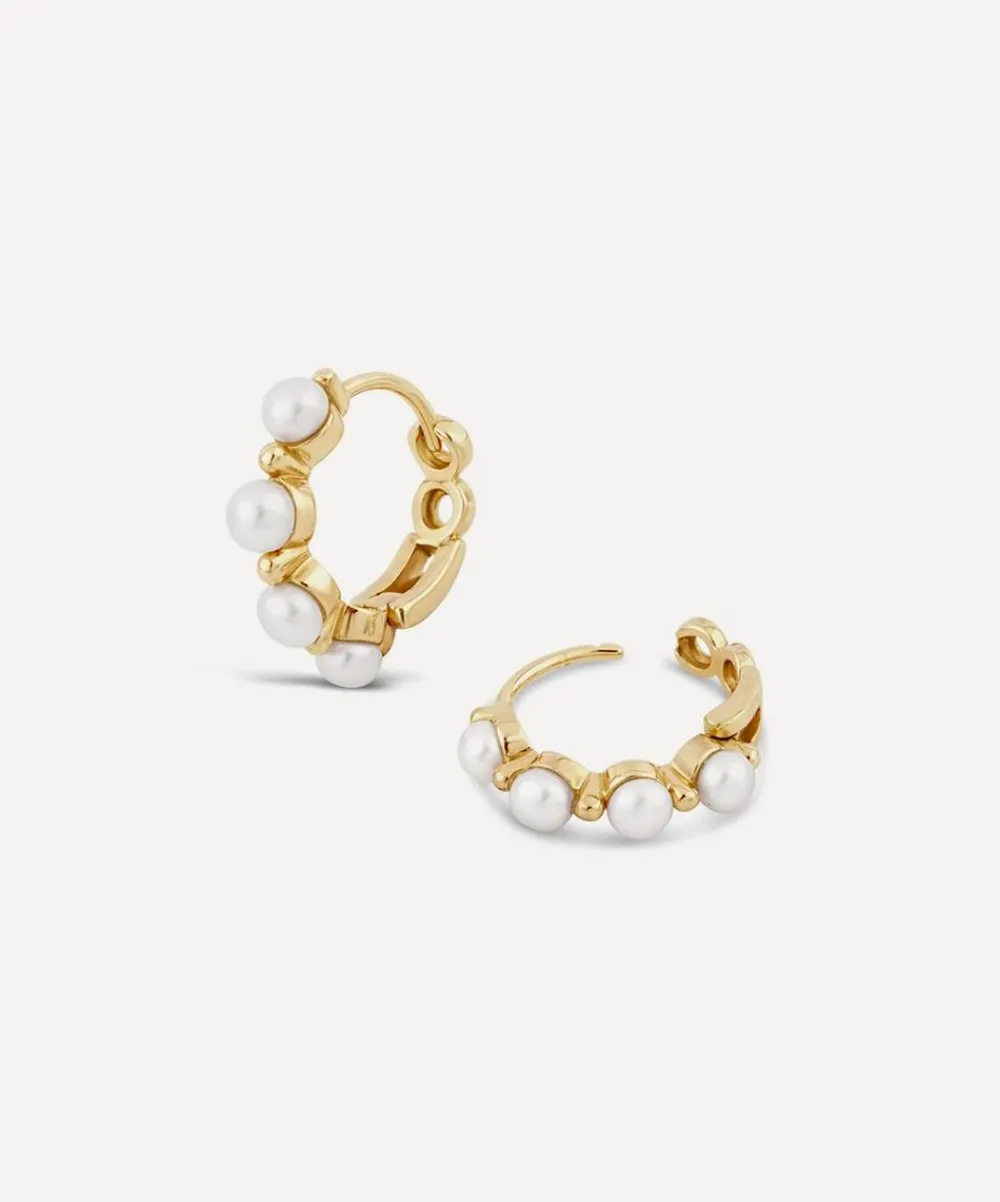 Dinny Hall Earrings^9ct Gold Shuga Pearl Huggie Hoop Earrings