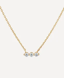 Dinny Hall Necklaces^9ct Gold Shuga Three Stone Diamond Bar Necklace