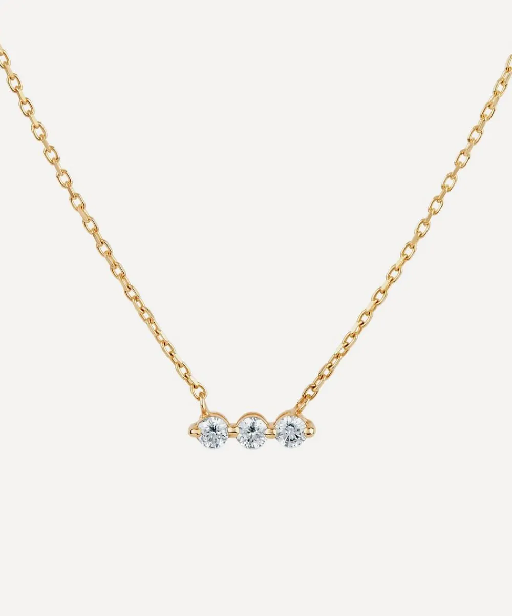 Dinny Hall Necklaces^9ct Gold Shuga Three Stone Diamond Bar Necklace