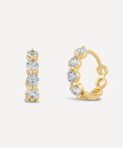 Dinny Hall Earrings^9ct Gold Shuga White Diamond Huggie Hoop Earrings