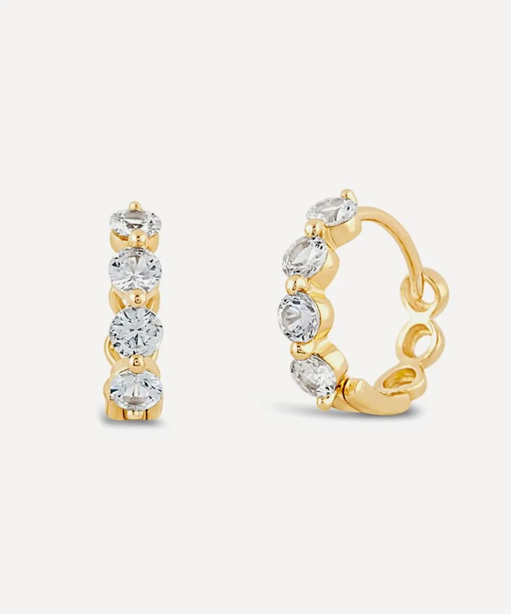 Dinny Hall Earrings^9ct Gold Shuga White Diamond Huggie Hoop Earrings