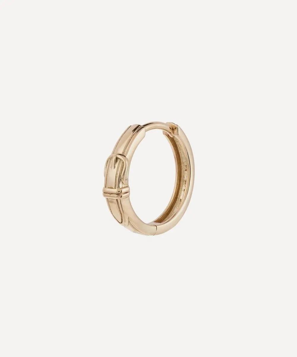 Anna + Nina Earrings^14ct Gold Single Buckle Up Hoop Earring