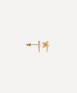 Anna + Nina Earrings^14ct Gold Single Lucky Clover Stud Earring