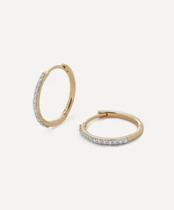 Monica Vinader Earrings^14ct Gold Small Diamond Hoop Earrings
