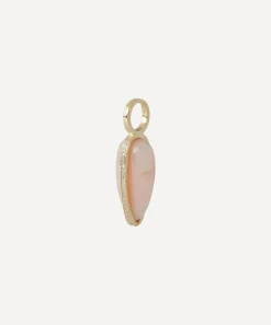 By Pariah Charms & Pendants|Charms & Pendants^14ct Gold Small Diamond Pink Opal Pebble Pendant