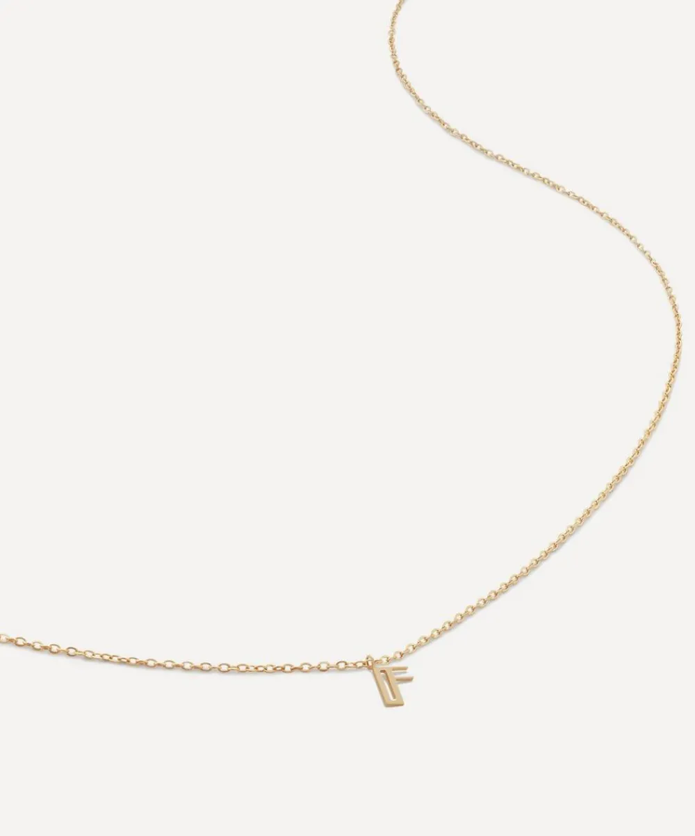 Monica Vinader Necklaces^14ct Gold Small F Initial Pendant Necklace