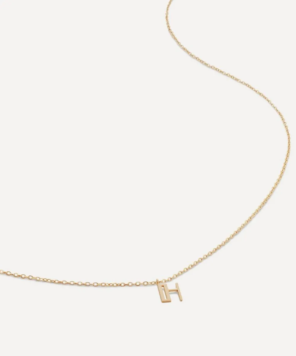Monica Vinader Necklaces^14ct Gold Small H Initial Pendant Necklace