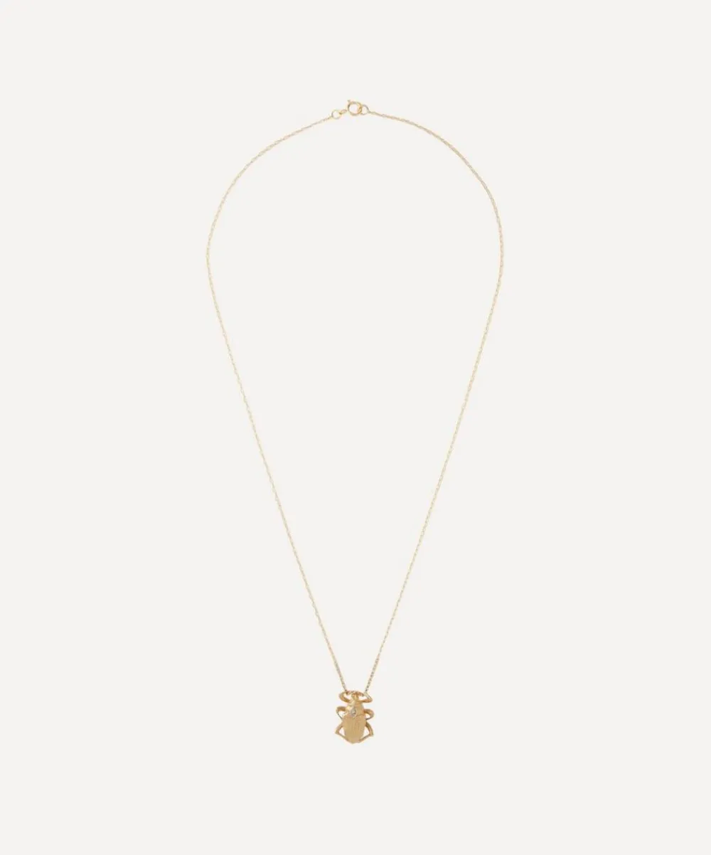 Celine Daoust Necklaces|Necklaces^14ct Gold Small Scarab and Marquise Diamond Pendant Necklace