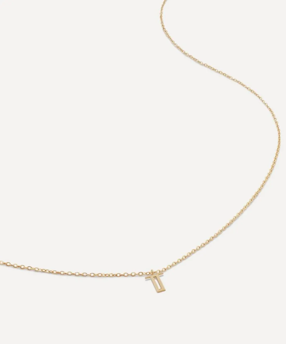 Monica Vinader Necklaces^14ct Gold Small T Initial Pendant Necklace