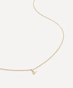 Monica Vinader Necklaces^14ct Gold Small V Initial Pendant Necklace