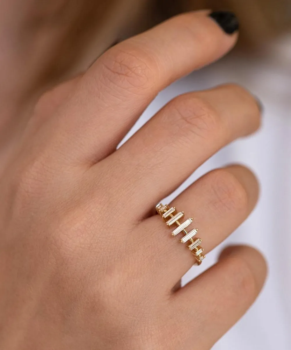 Artemer Rings|Rings^18ct Gold Spaced Needle Baguette Diamond Ring