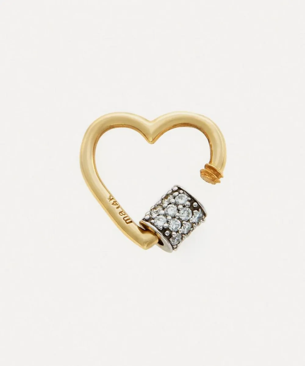 Marla Aaron Charms & Pendants|Charms & Pendants^14ct Gold Stoned Baby Heartlock Carabiner Clasp