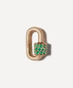 Marla Aaron Charms & Pendants|Charms & Pendants^14ct Gold Stoned Chubby Babylock Carabiner Clasp