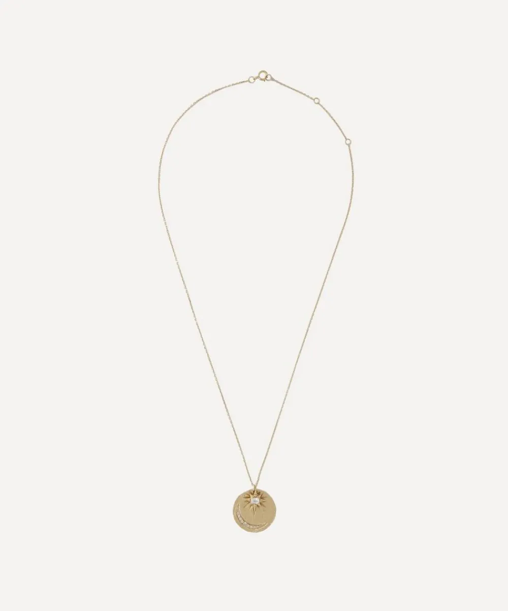 Celine Daoust Necklaces|Necklaces^14ct Gold Sun and Moon Medal Star Pendant Necklace