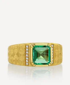 Brooke Gregson Rings|Rings^18ct Gold Talisman Shield Emerald Engraved Ring
