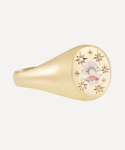 Cece Jewellery Rings|Rings^18ct Gold The Clam and Pearl Diamond Signet Ring