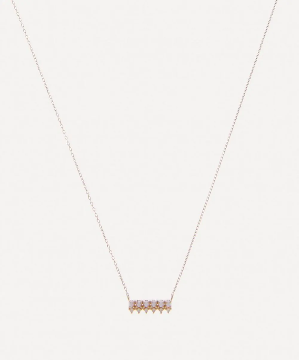 Mateo Necklaces|Necklaces^14ct Gold The Little Things Pearl and Diamond Horizontal Bar Necklace