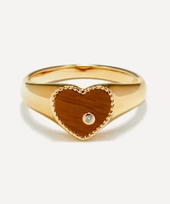 Yvonne Léon Rings|Rings^9ct Gold Tigers Eye Baby Heart Signet Ring