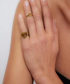 Yvonne Léon Rings|Rings^9ct Gold Tigers Eye Baby Heart Signet Ring