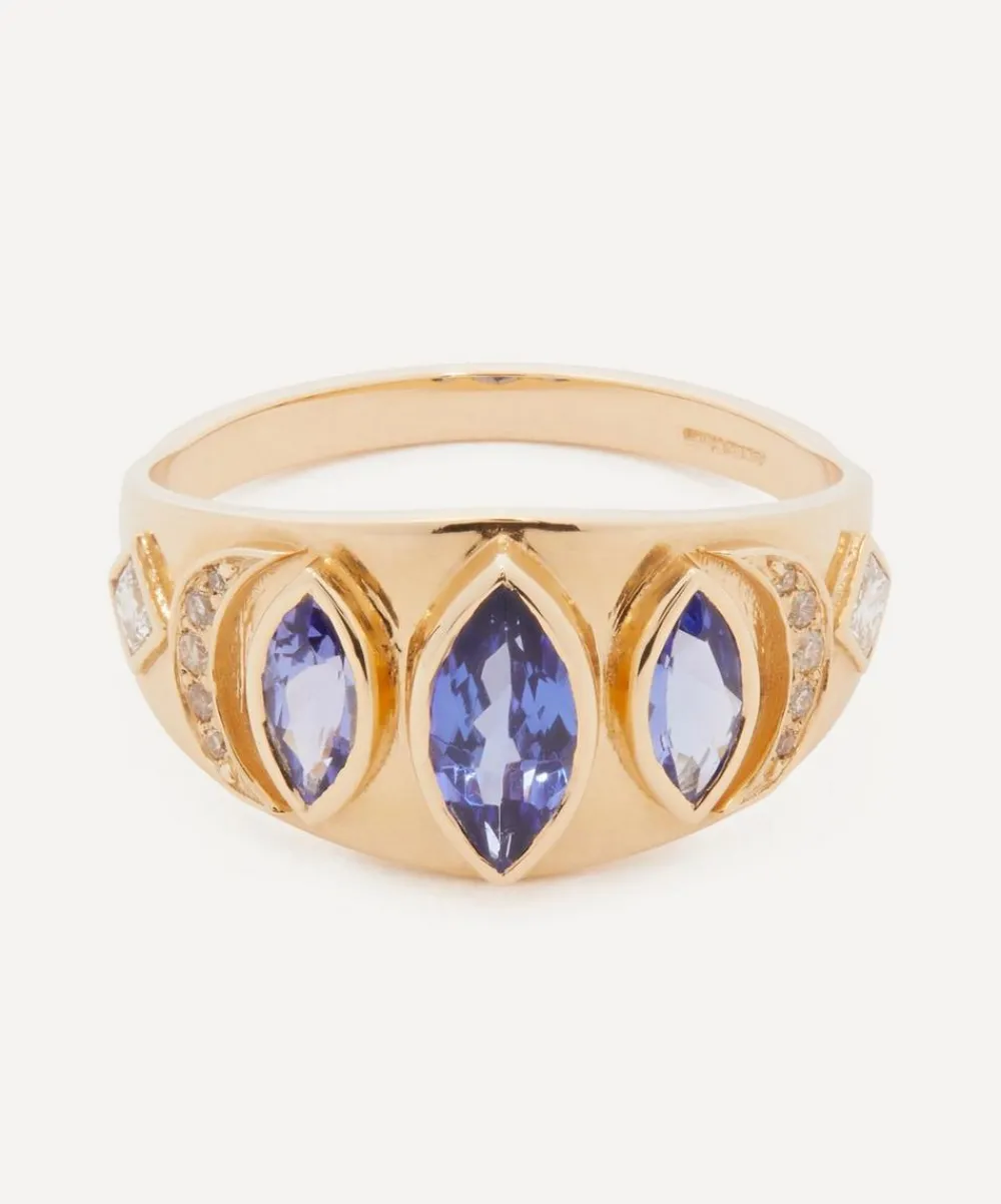 Celine Daoust Rings|Rings^14ct Gold Triple Marquise Tanzanite and Diamond Ring