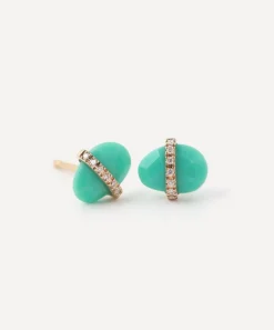 Melissa Joy Manning Earrings|Earrings^14ct Gold Turquoise Micropave Bezel Stud Earrings