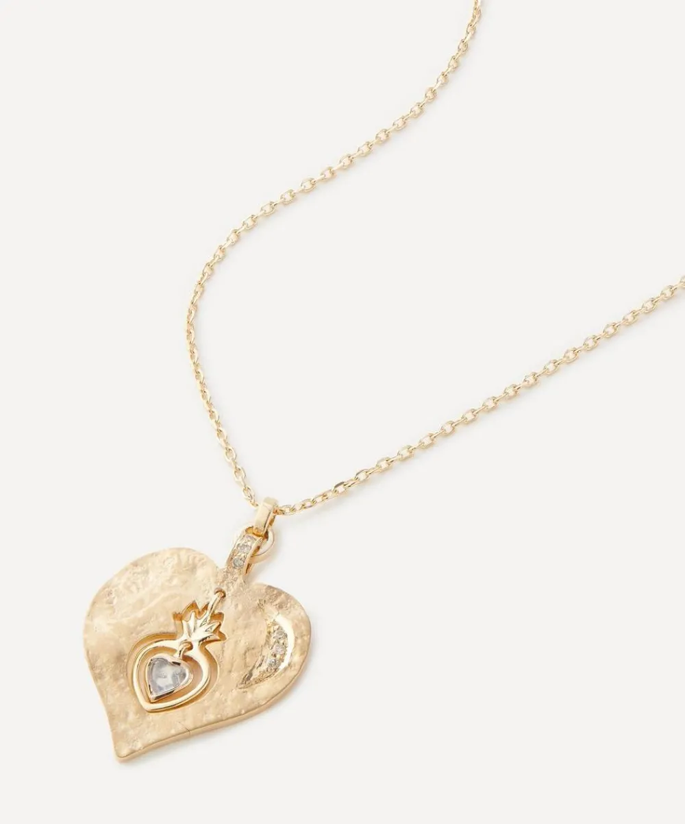 Celine Daoust Necklaces|Necklaces^14ct Gold Twin Flame Dangling Heart Moonstone Pendant Necklace