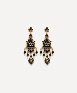 Kojis Earrings|Earrings^14ct Gold Victorian Onyx and Pearl Drop Earrings