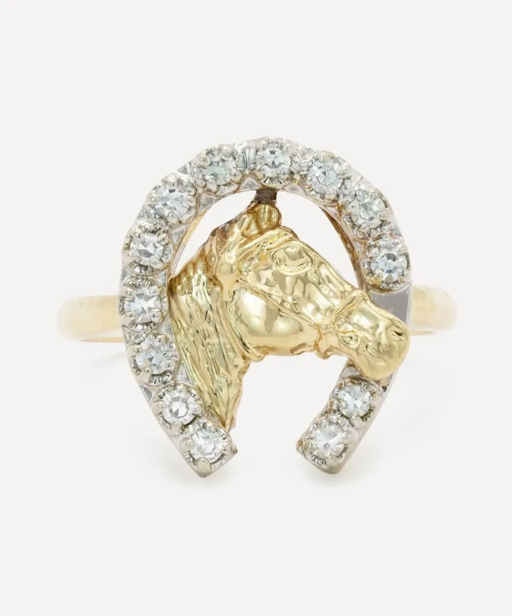 Kojis Rings|Rings^14ct Gold Vintage Diamond Horseshoe Ring