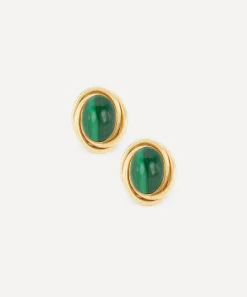 Kojis Earrings|Earrings^14ct Gold Vintage Malachite Stud Earrings