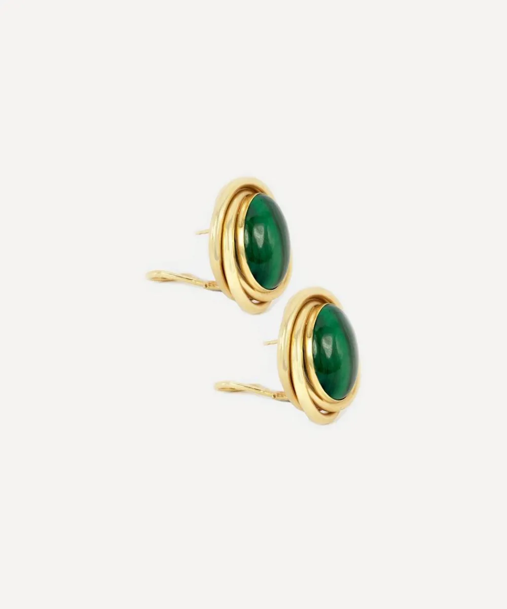 Kojis Earrings|Earrings^14ct Gold Vintage Malachite Stud Earrings