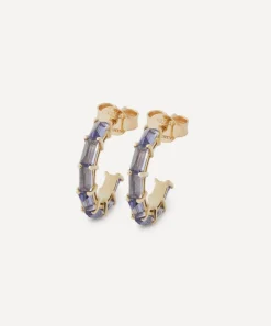 Liberty Earrings|Earrings^9ct Gold Waterfall Blue Iolite Hoop Earrings