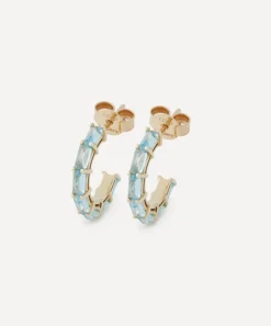 Liberty Earrings|Earrings^9ct Gold Waterfall Blue Swiss Topaz Hoop Earrings