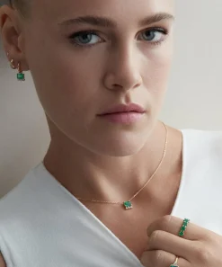 Dinny Hall Charms & Pendants|Charms & Pendants^14ct Gold Wildflower Betony Emerald and Diamond Pendant Necklace