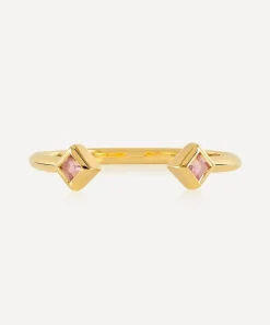 Rachel Jackson Rings^22ct Gold-Plated Adjustable Tourmaline Deco Ring