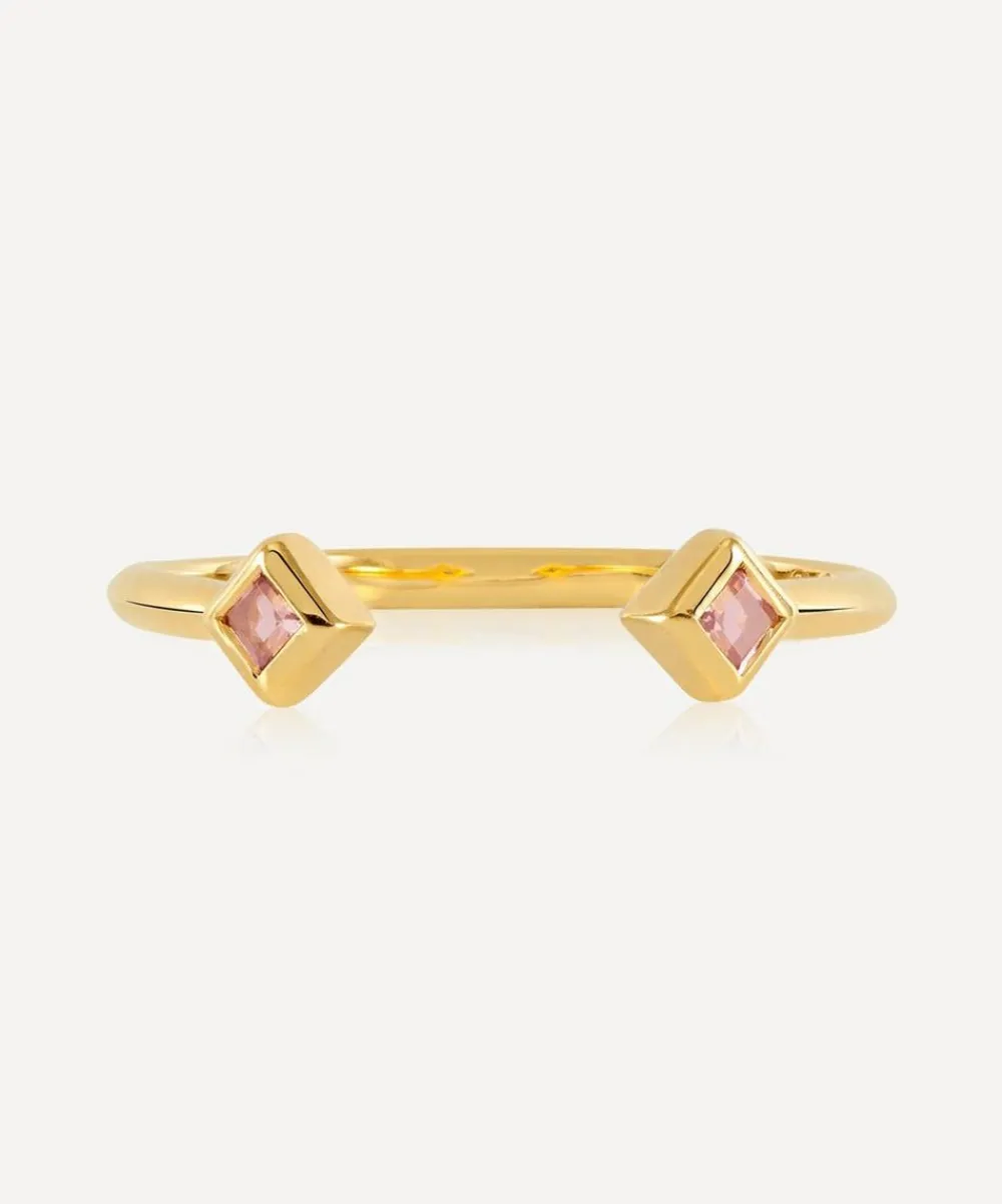 Rachel Jackson Rings^22ct Gold-Plated Adjustable Tourmaline Deco Ring