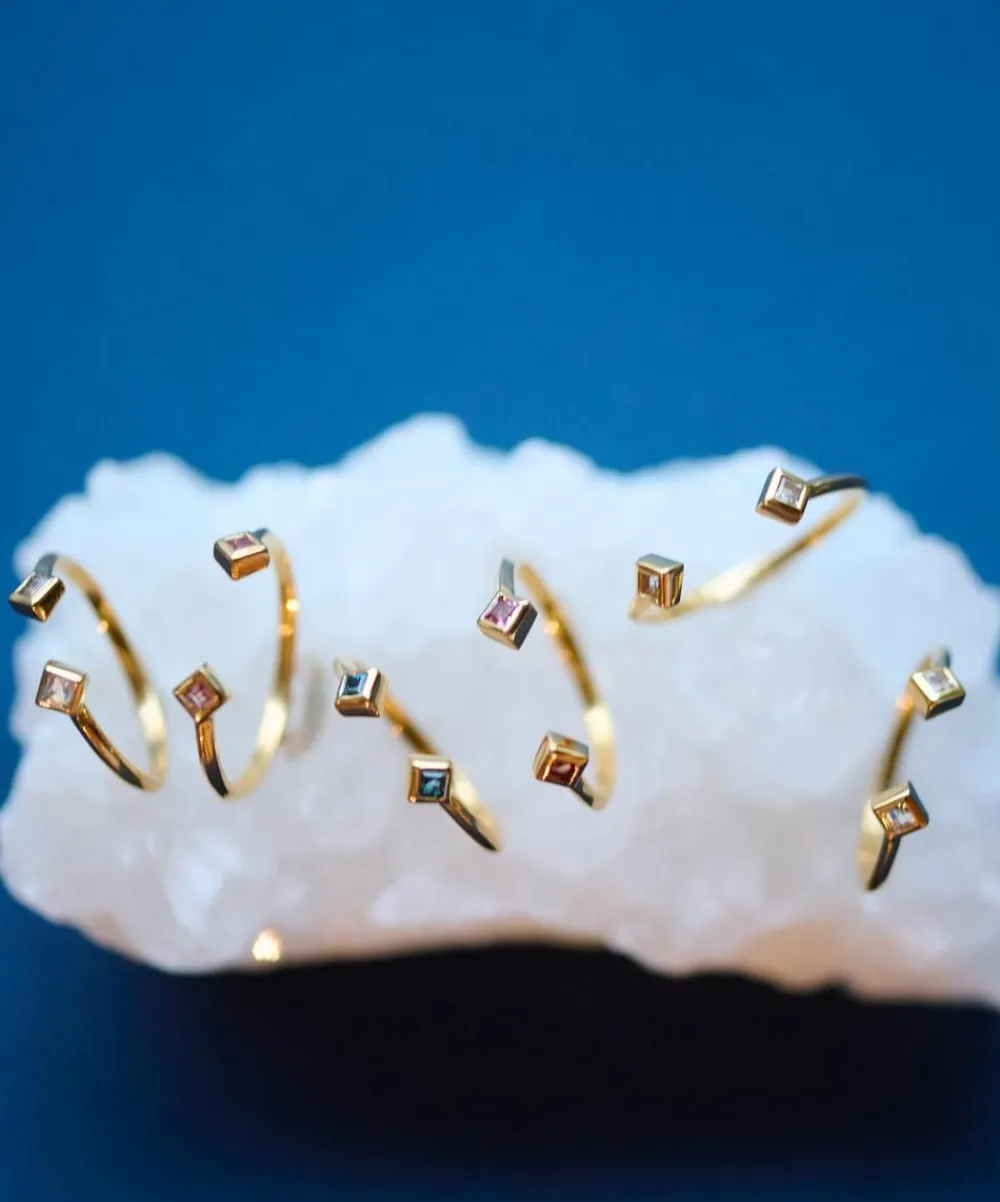 Rachel Jackson Rings^22ct Gold-Plated Adjustable Tourmaline Deco Ring