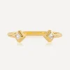 Rachel Jackson Rings^22ct Gold-Plated Adjustable White Topaz Deco Ring