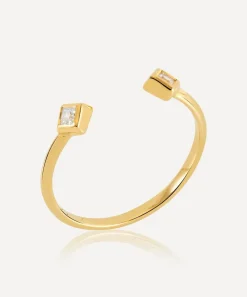 Rachel Jackson Rings^22ct Gold-Plated Adjustable White Topaz Deco Ring