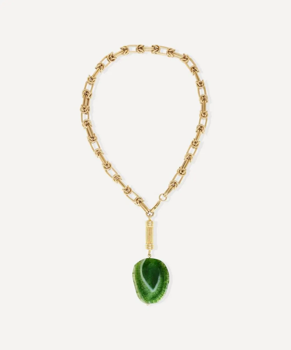By Alona Necklaces^18ct Gold-Plated Alexandria Green Agate Lariat Necklace
