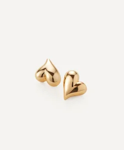 JENNY BIRD Earrings^14ct Gold-Plated Art Heart Button Stud Earrings