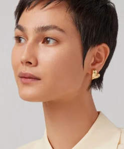 JENNY BIRD Earrings^14ct Gold-Plated Art Heart Button Stud Earrings