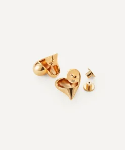 JENNY BIRD Earrings^14ct Gold-Plated Art Heart Button Stud Earrings