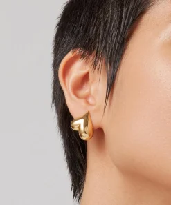 JENNY BIRD Earrings^14ct Gold-Plated Art Heart Button Stud Earrings