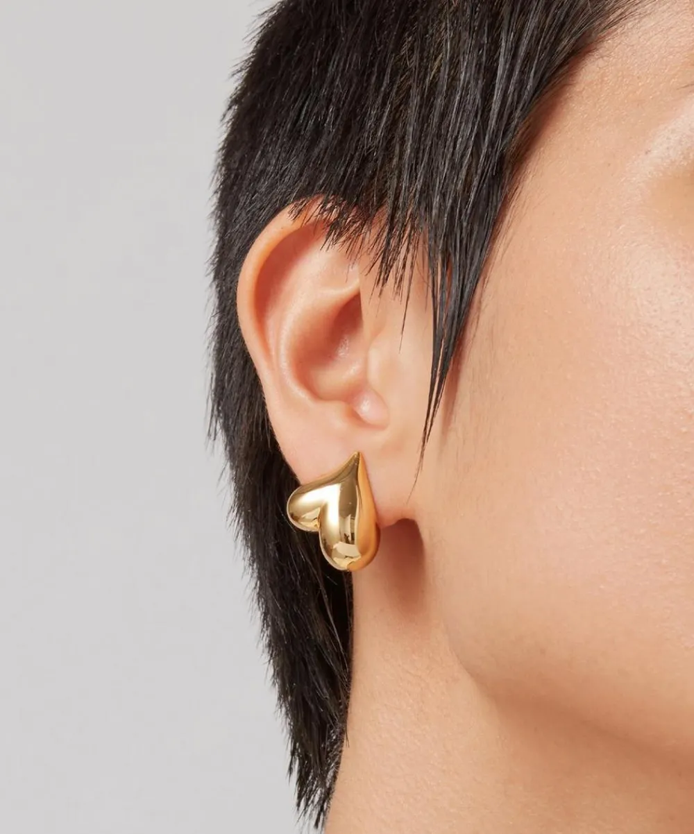 JENNY BIRD Earrings^14ct Gold-Plated Art Heart Button Stud Earrings