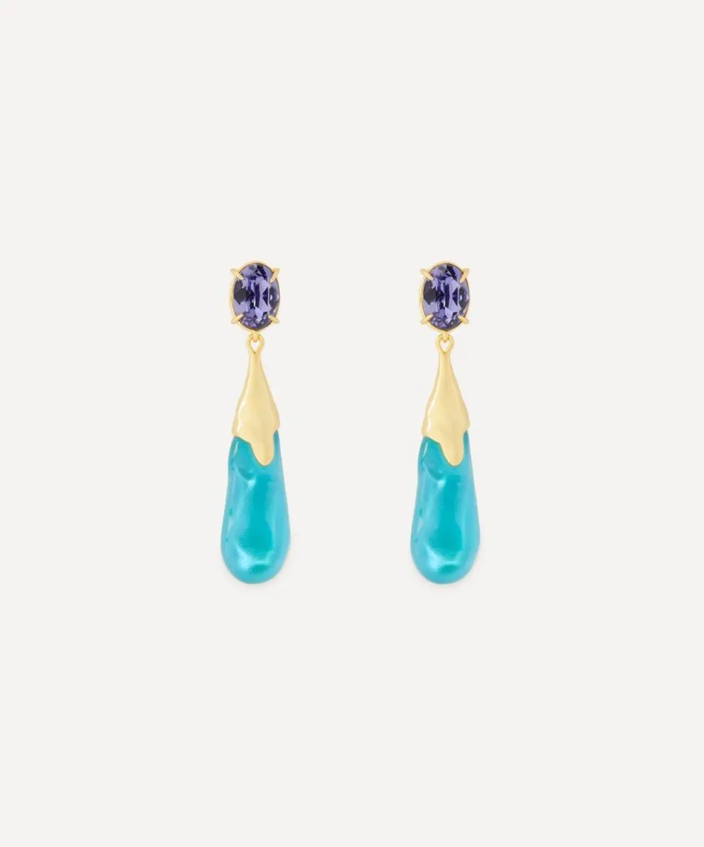 Alexis Bittar Earrings^14ct Gold-Plated Bonbon Crystal Teardrop Earrings