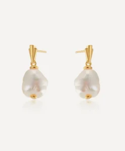 V by Laura Vann Earrings^18ct Gold-Plated Coco Pearl Drop Earrings